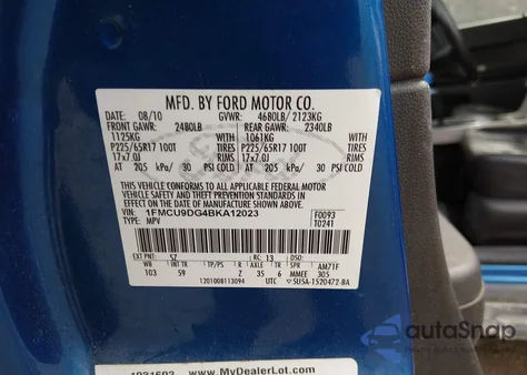 2011 Ford Escape Xlt from USA, damaged, VIN 1FMCU9DG4BKA12023